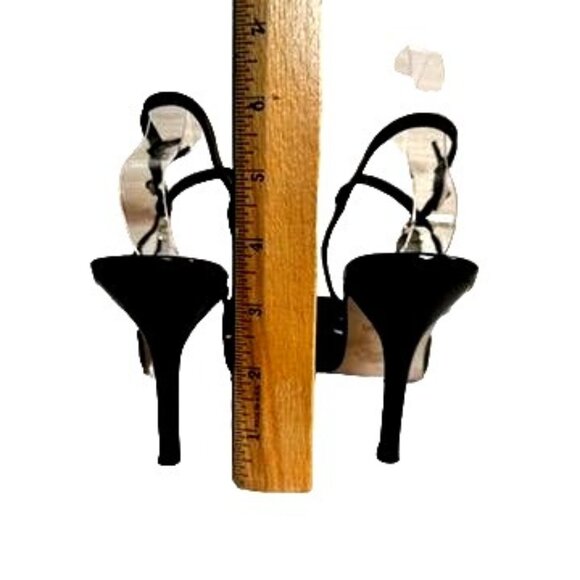 BEBE Women Italian Leather Stiletto Heels Strap Charm Party Club Shoes 9M - Picture 4 of 7